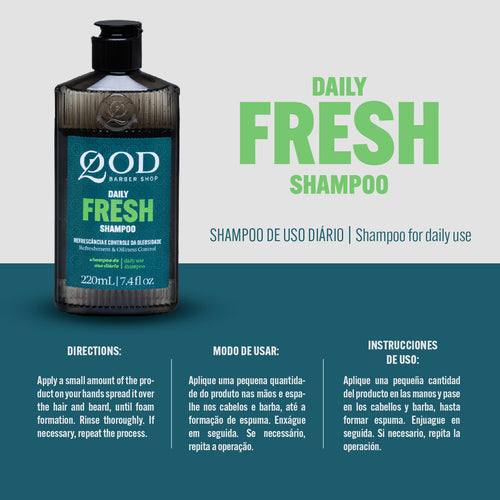 QOD Barber Shop - Daily Fresh Shampoo 220ml - For Greasy Hair