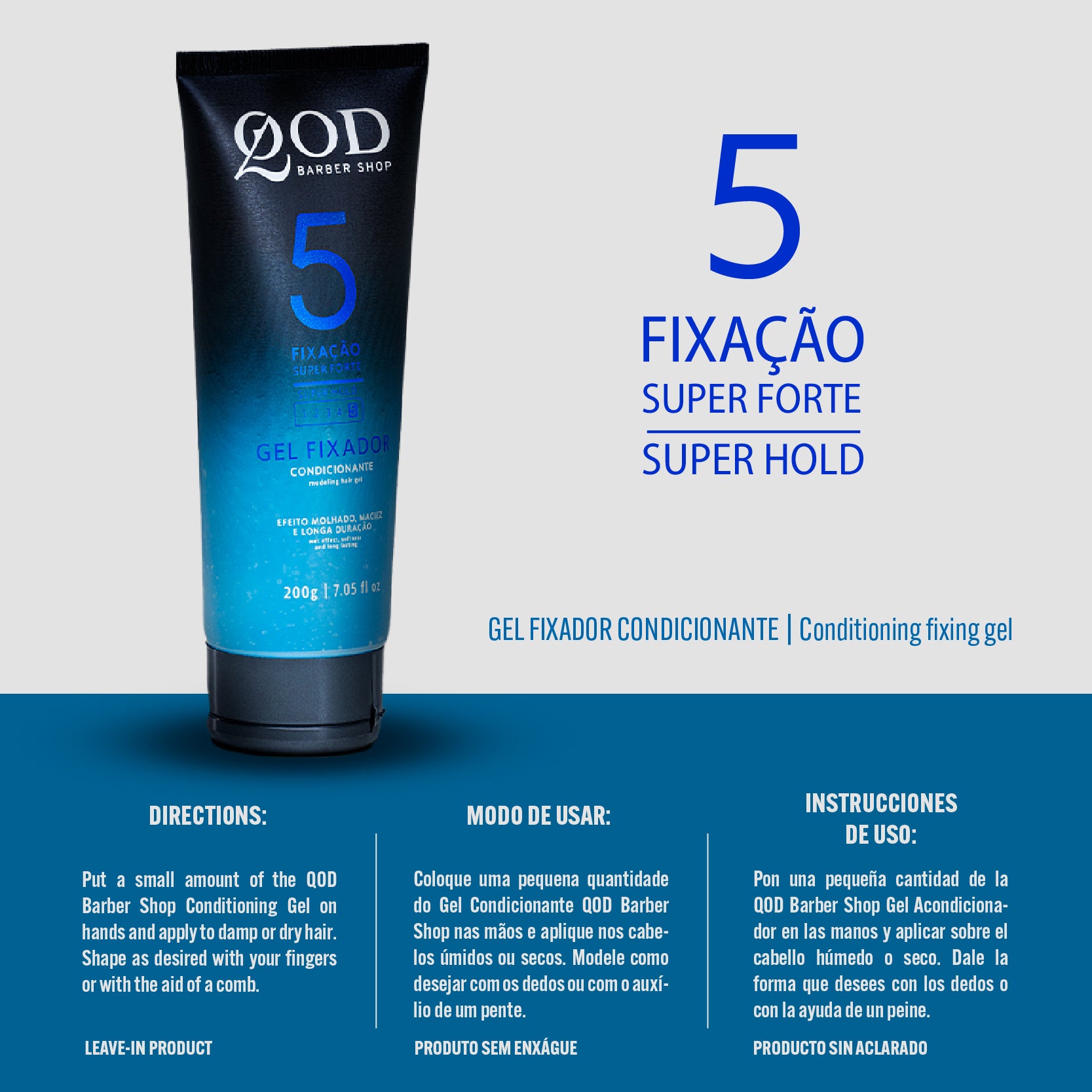 QOD Barber Shop - Modeling Hair Gel 200g - Super Hold - Wet Effect