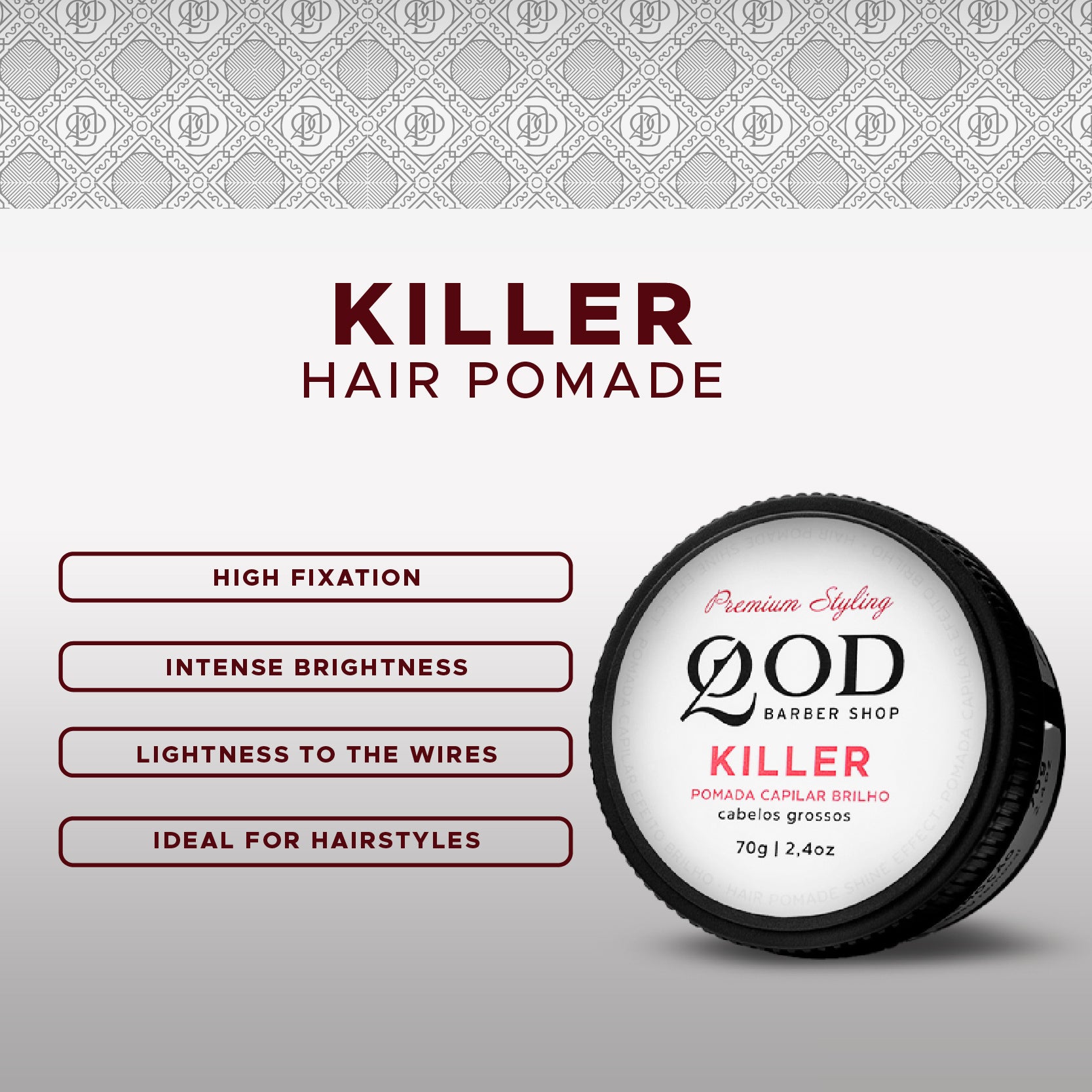 QOD Barber Shop - Killer Hair Pomade 70g - Strong Hold - Shine Effect